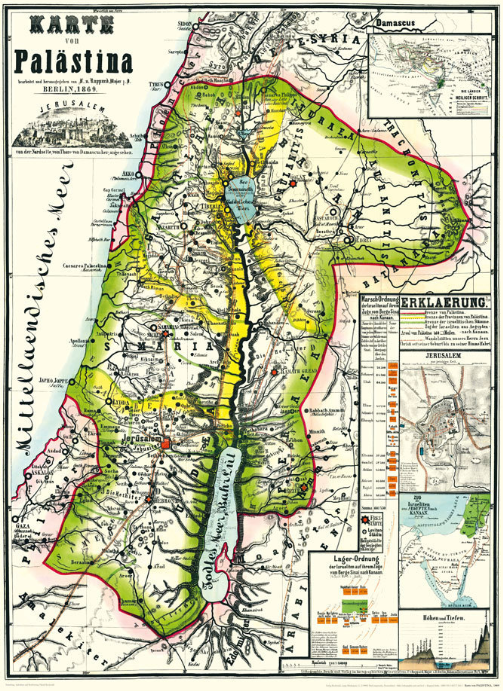 Karte von Palästina, Berlin 1869